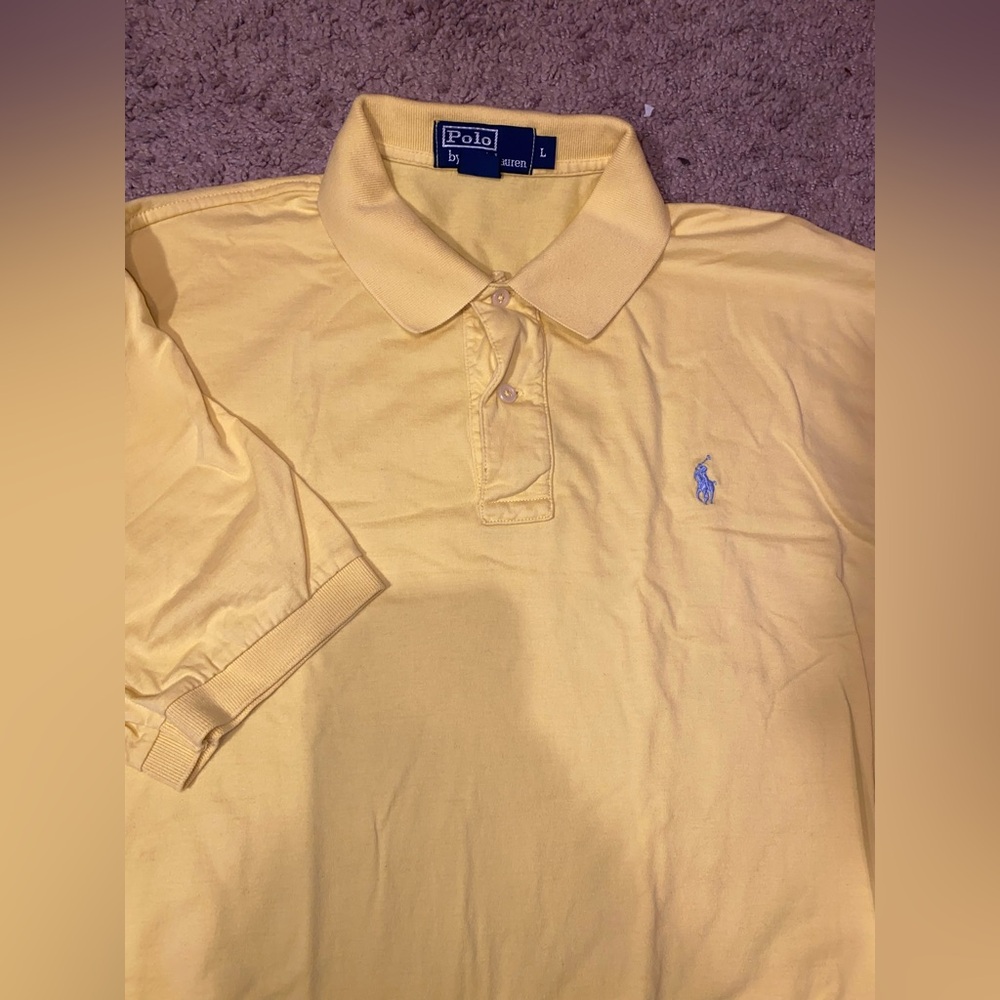 Polo Ralph Lauren Summer Yellow Polo Mens Size Large Golf Work Business Shirt